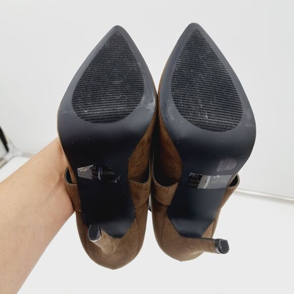 Qupid Khaki Green Cross Strap Goldtone Buckle Stilletto Heel Pointy Toe 5.5 - Picture 7 of 9